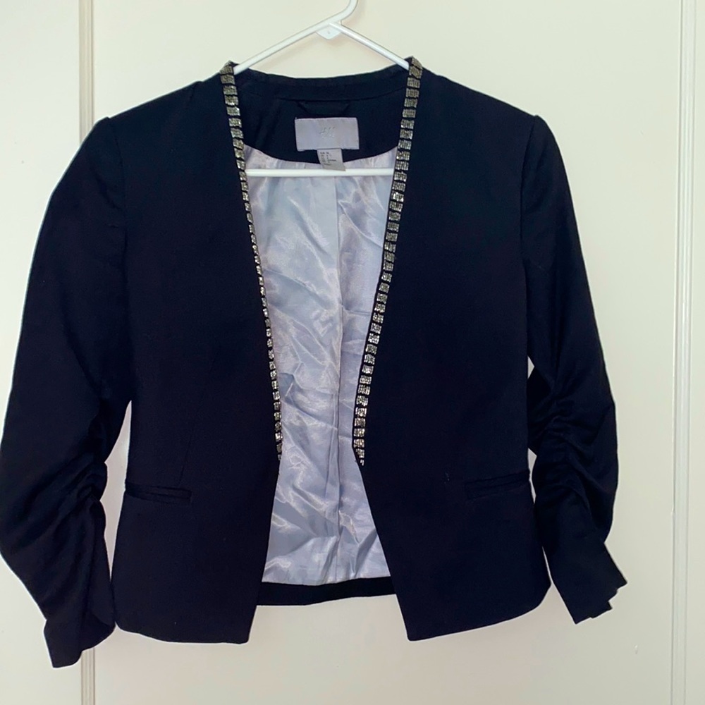 H&M black & silver stud blazer size: 6